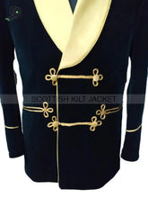 Stylish Green Velvet Coat With Gold Lapels Smoking Jackets
